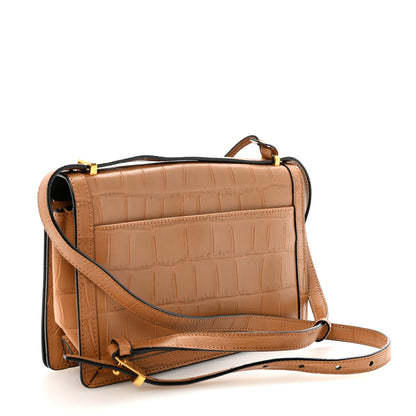 Loewe Crocodile Embossed Medium Barcelona Shoulder Bag Warm Desert 3 of 9