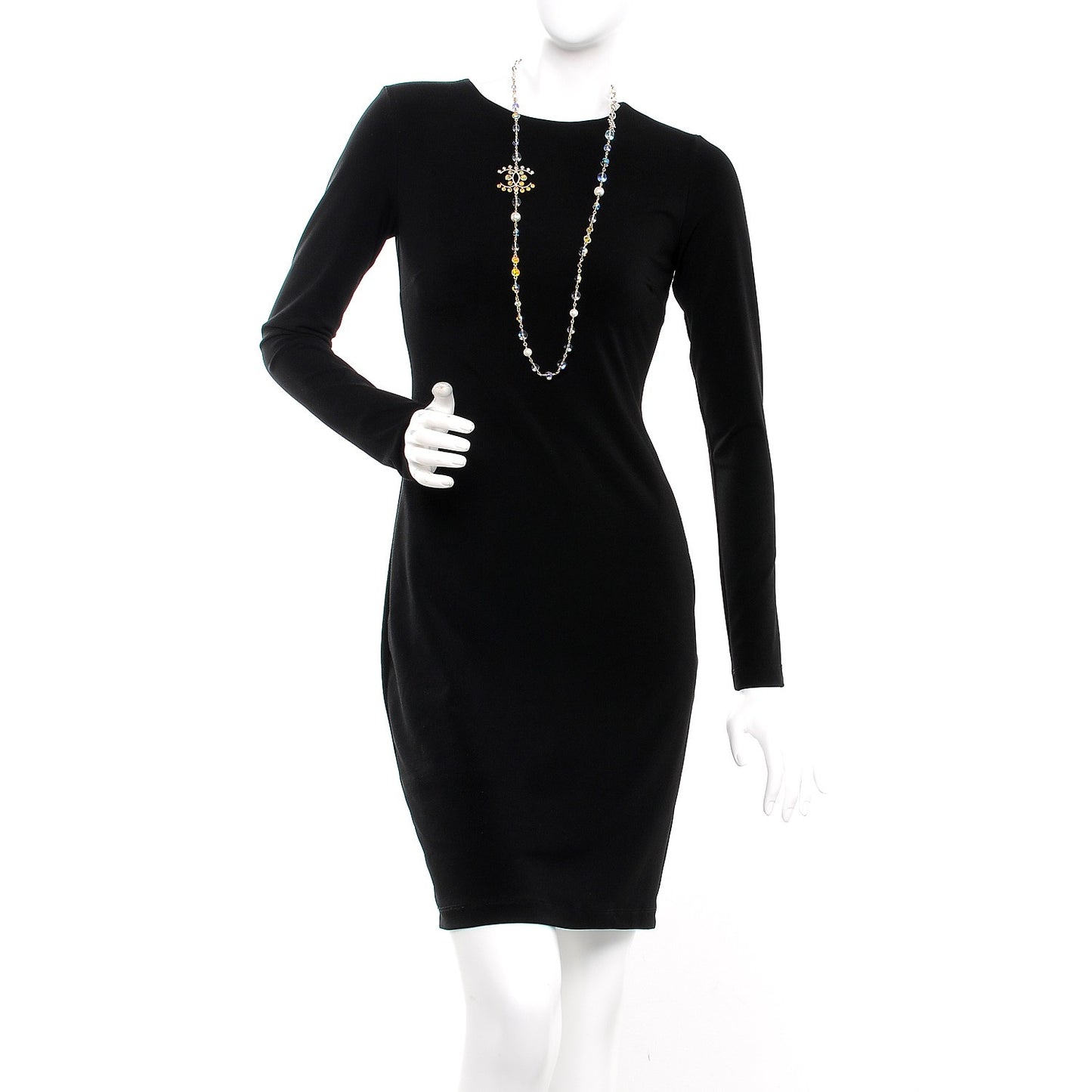 Iridescent Crystal Pearl CC Long Necklace Gold