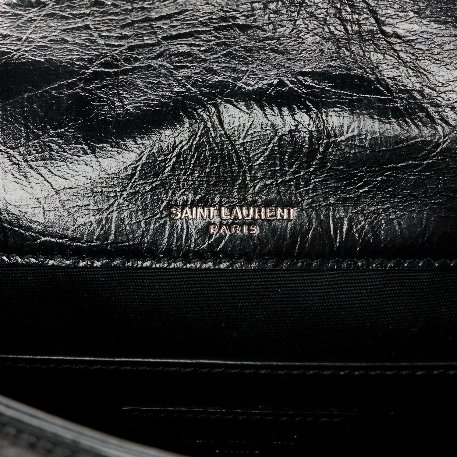 Saint Laurent Crinkled Calfskin Matelasse Monogram Baby Niki Chain Satchel Black 6 of 11