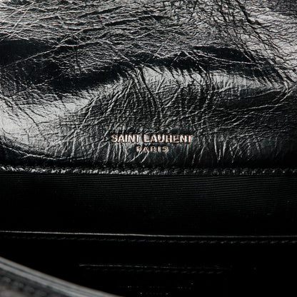 Saint Laurent Crinkled Calfskin Matelasse Monogram Baby Niki Chain Satchel Black 6 of 11