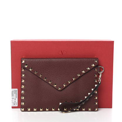 Valentino Garavani Pebbled Calfskin Medium Rockstud Envelope Flat Wristlet Pouch Rubin 6 of 6