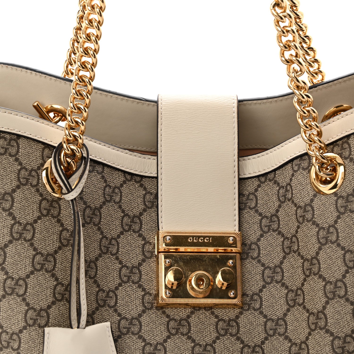 Gucci GG Supreme Monogram Medium Padlock Tote White 8 of 14