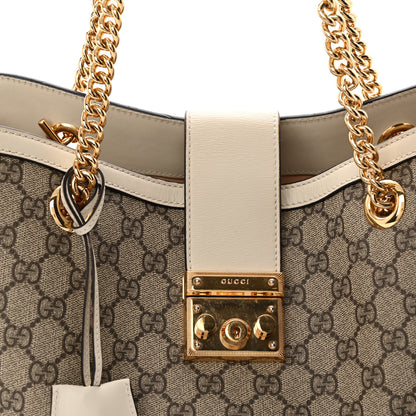 Gucci GG Supreme Monogram Medium Padlock Tote White 8 of 14