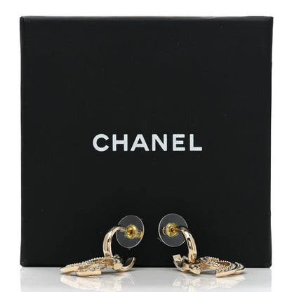 Chanel Metal Crystal CC Hoop Drop Earrings Gold 5 of 5