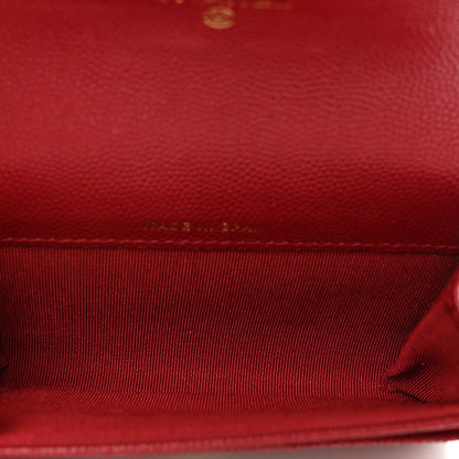 Chanel Caviar Quilted Flap Card Holder Wallet Dark Red 5 of 9