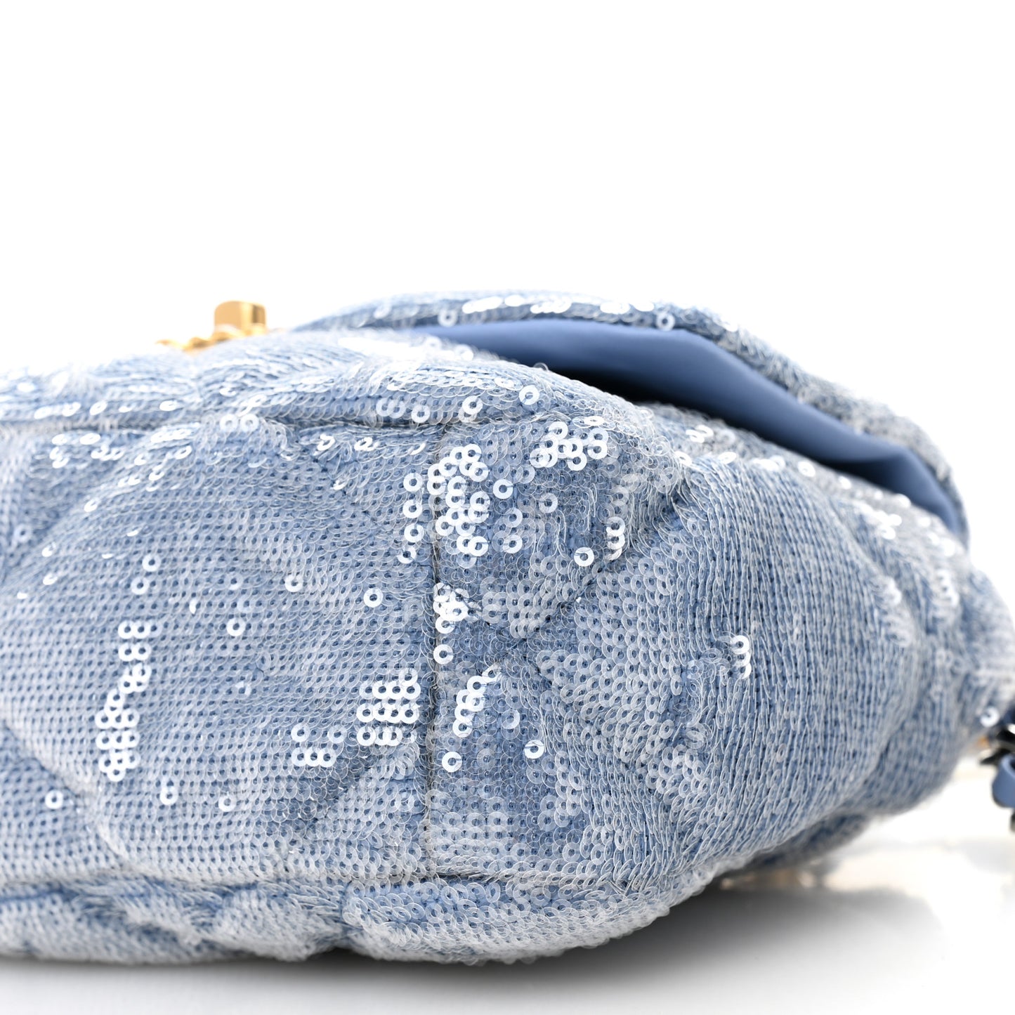 Sequin Quilted Medium Chanel 19 Flap Light Blue