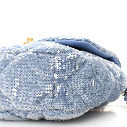 Chanel Sequin Quilted Medium Chanel 19 Flap Light Blue 10 of 10