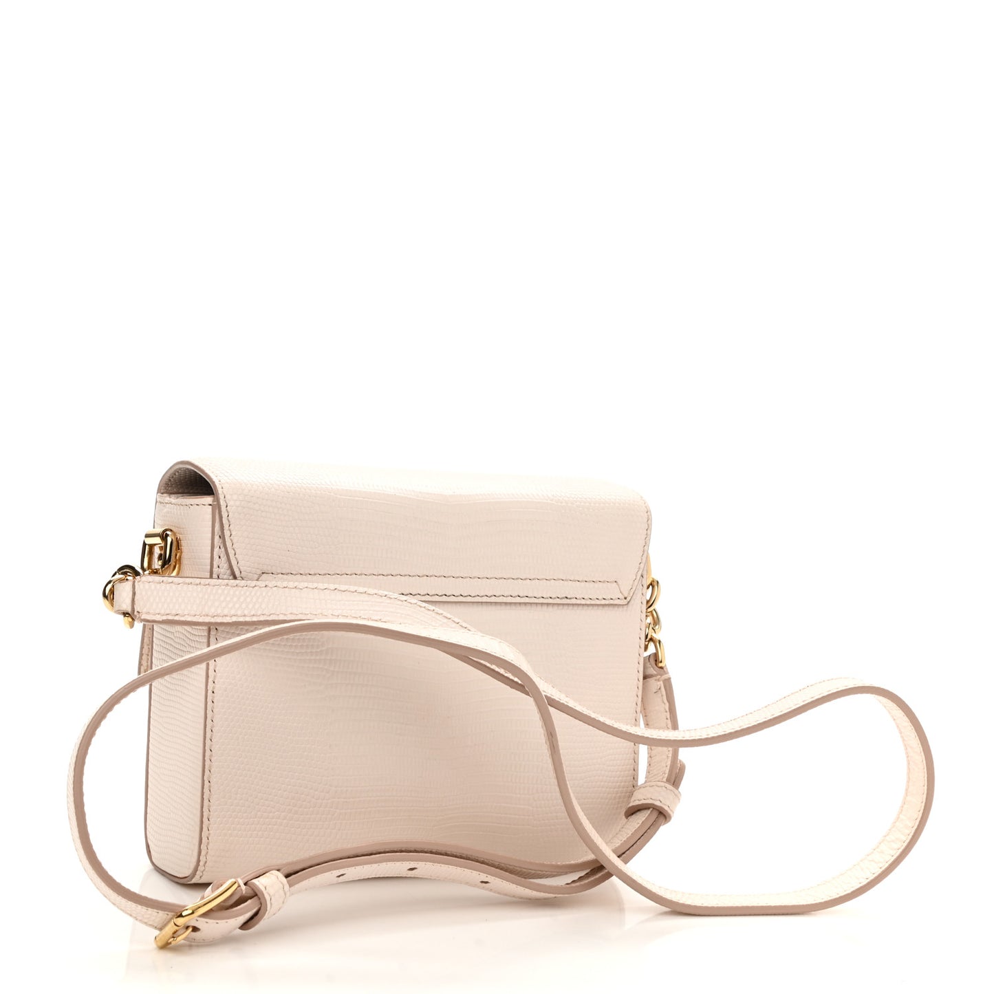 Lizard Embossed Crystal Embellished DG Millennials Mini Crossbody Bag White