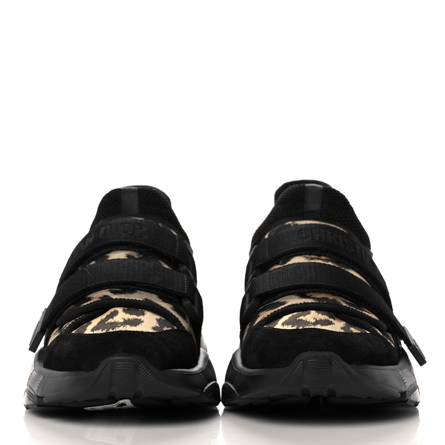 Christian Dior Technical Fabric Nylon Leopard Print Womens D-Wander Sneakers 38.5 Black 2 of 8