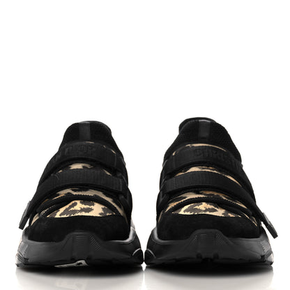 Christian Dior Technical Fabric Nylon Leopard Print Womens D-Wander Sneakers 38.5 Black 2 of 8