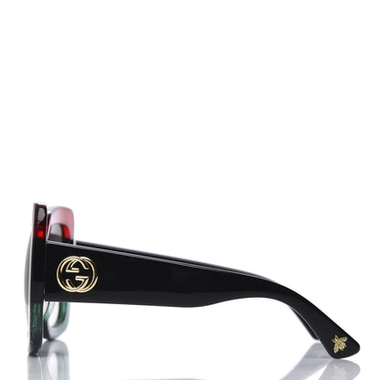 Gucci Acetate Square Frame Sunglasses GG0083S Glitter Red Black Green 3 of 8