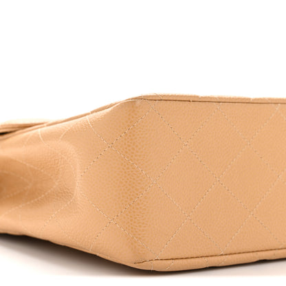 Chanel Caviar Quilted XL Jumbo Single Flap Beige 9 of 13