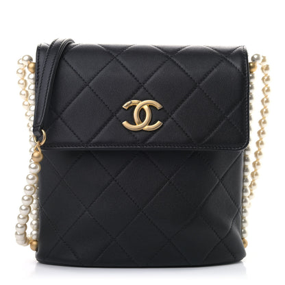 Chanel Calfskin Quilted Pearl Small About Pearls Hobo Bag Black 1 of 9