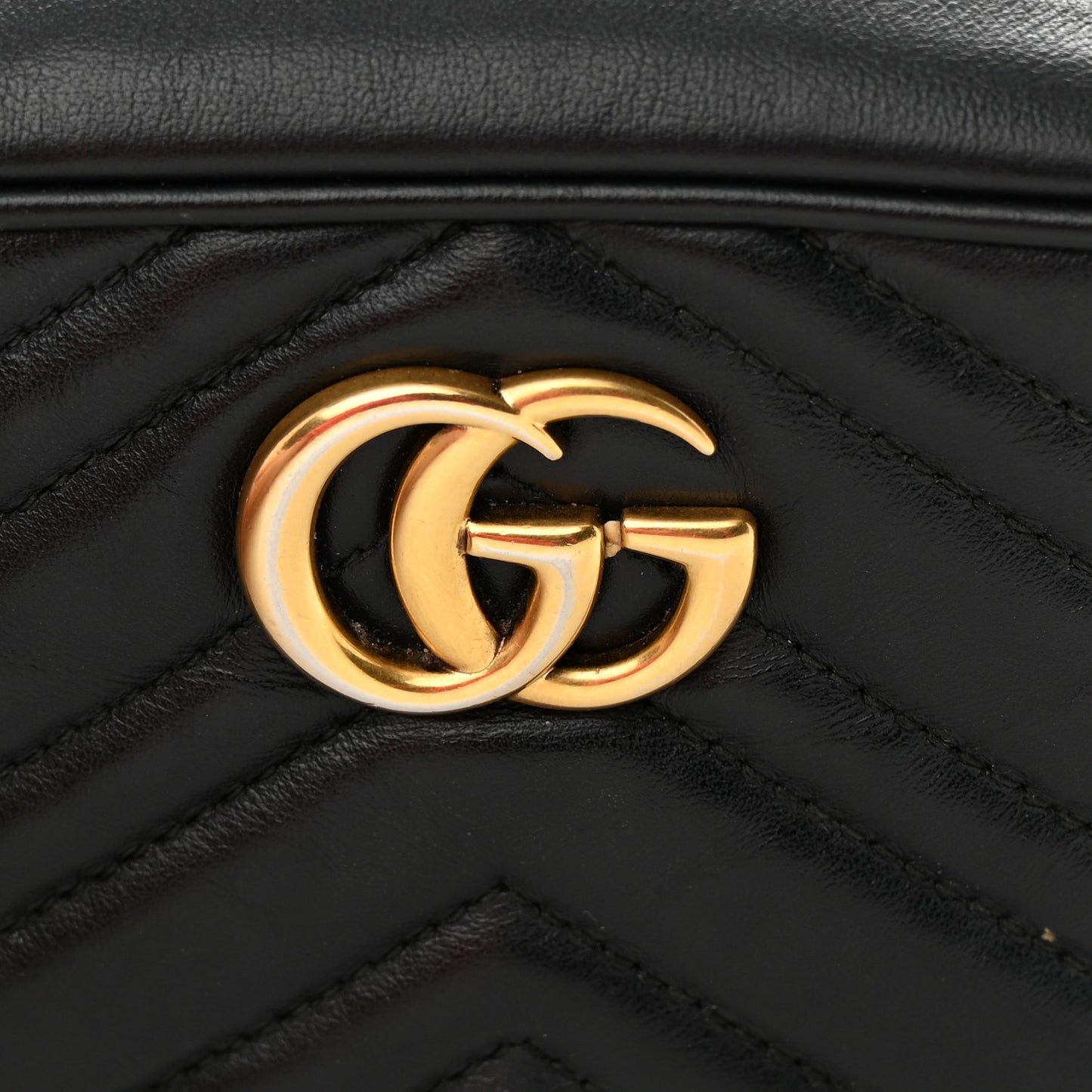 Calfskin Matelasse Mini GG Marmont Chain Shoulder Bag Black