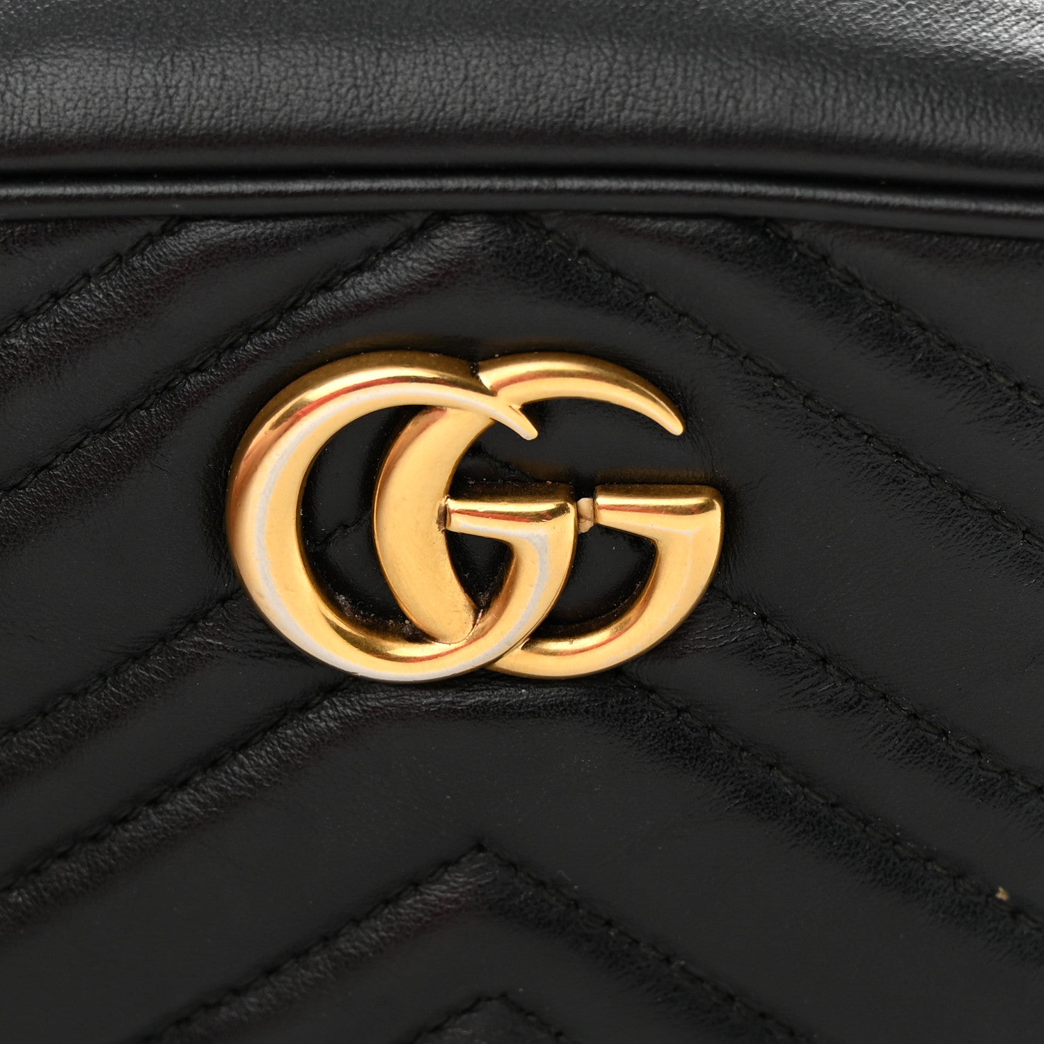 Gucci Calfskin Matelasse Mini GG Marmont Chain Shoulder Bag Black 15 of 18
