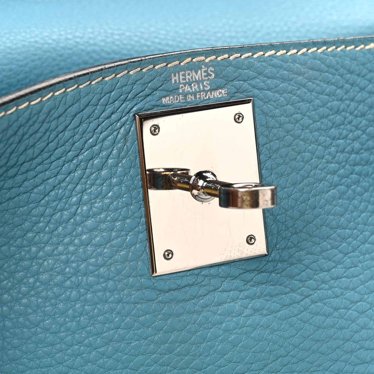 Hermes Togo Kelly Retourne 28 Bleu Jean 6 of 10