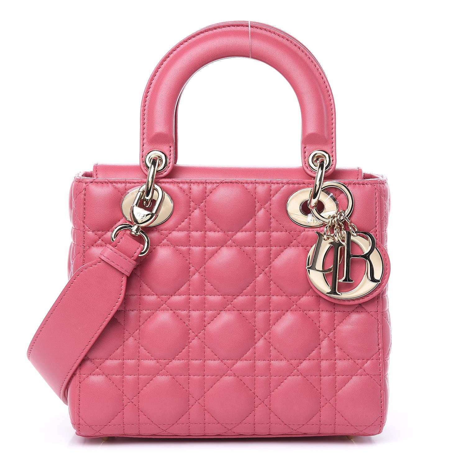 Christian Dior Lambskin Cannage Small Lady Dior Fraise 1 of 12