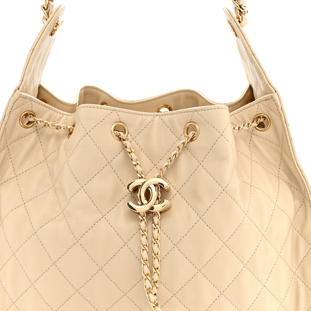 Caviar Quilted Medium Chanel 25 Handbag Beige
