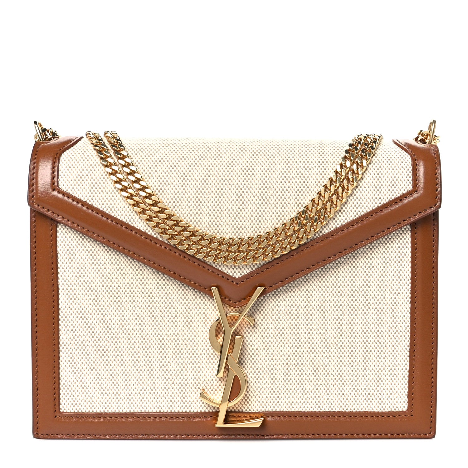 Saint Laurent Canvas Calfskin Classic Monogram Cassandra Natural Beige Brick 1 of 11