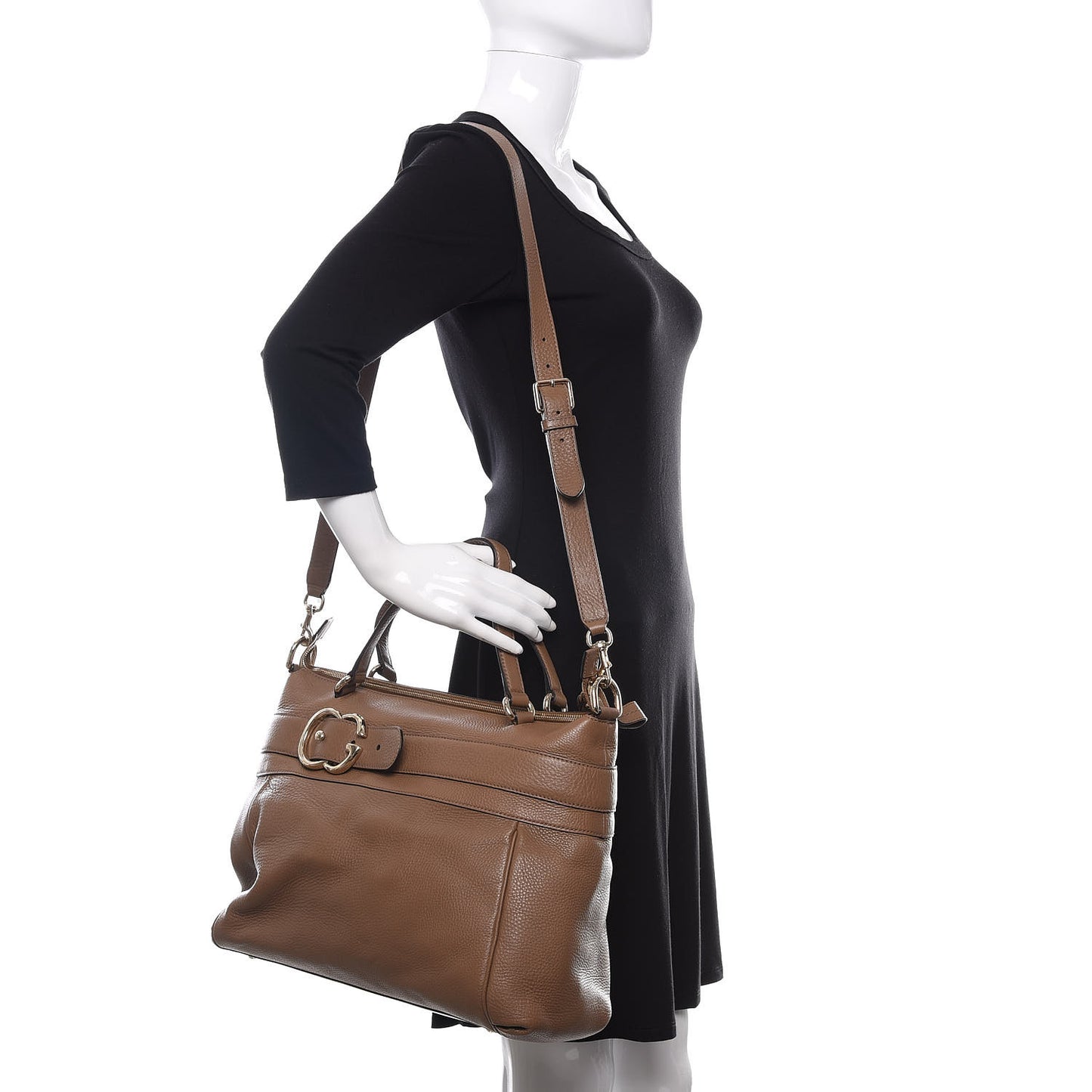 Calfskin GG Running Tote Brown