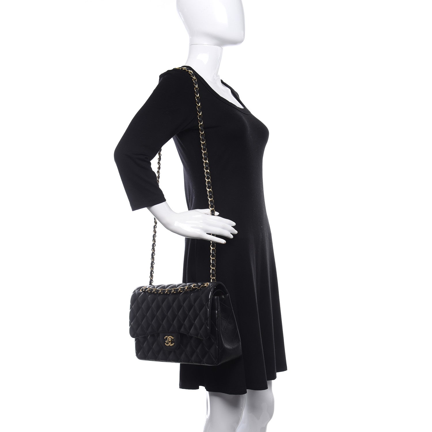 Chanel Lambskin Quilted Jumbo Double Flap Black 2 of 10