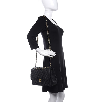 Chanel Lambskin Quilted Jumbo Double Flap Black 2 of 10