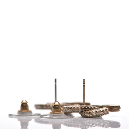 Chanel Crystal Timeless CC Earrings Light Gold 4 of 5