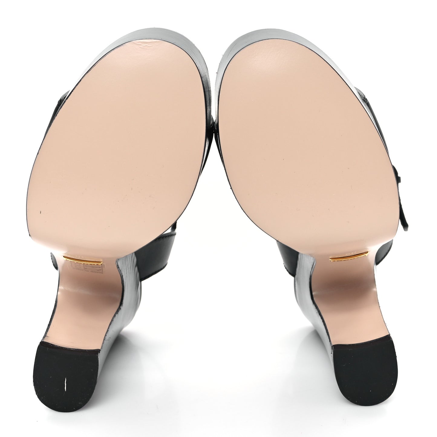 Cosmos Softy Calfskin Wooden Interlocking G Cut-Out 30/120mm Platform Sandals 35 Black
