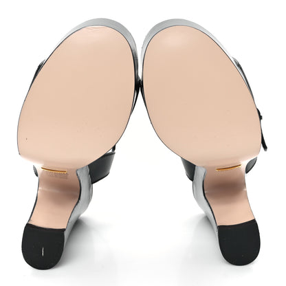 Gucci Cosmos Softy Calfskin Wooden Interlocking G Cut-Out 30/120mm Platform Sandals 35 Black 6 of 9