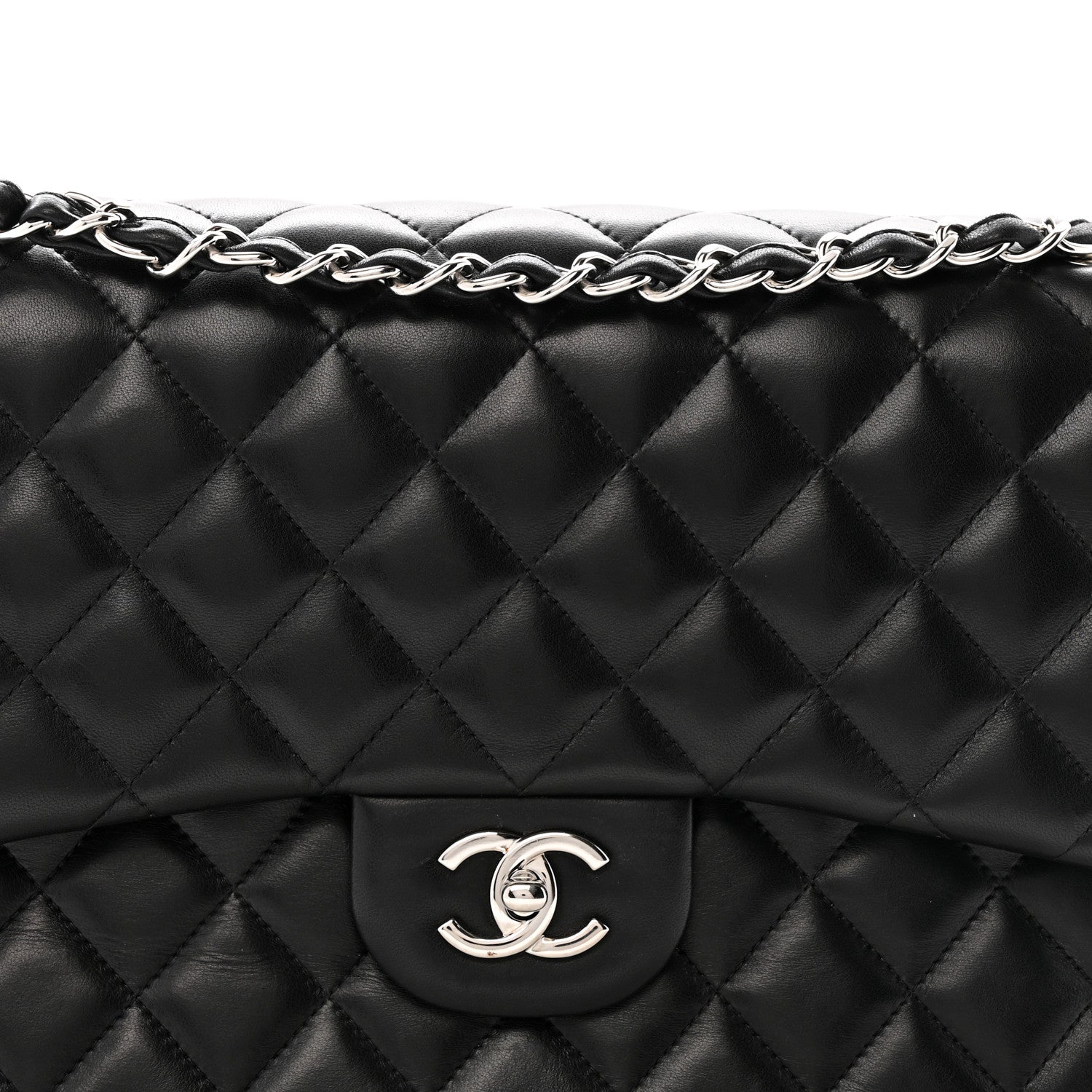 Chanel Lambskin Quilted Jumbo Double Flap Black 8 of 14