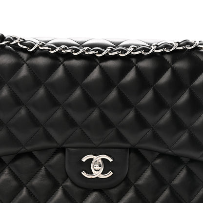 Chanel Lambskin Quilted Jumbo Double Flap Black 8 of 14