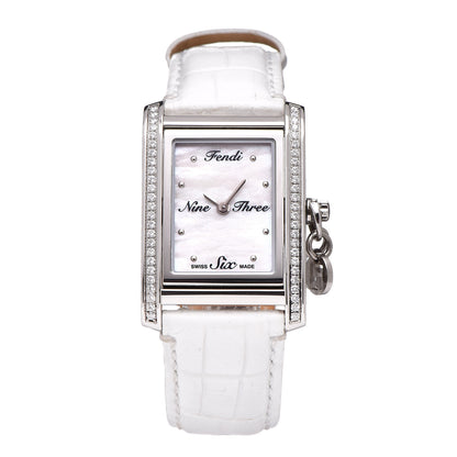 Fendi Stainless Steel Alligator Diamond Mother of Pearl 27mm Quartz Watch 1 of 10