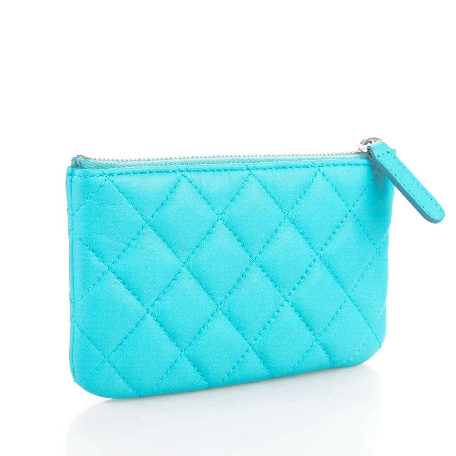 Chanel Lambskin Quilted Coin Purse Case Turquoise 3 of 6