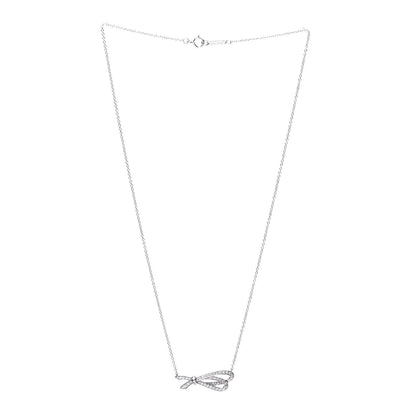 Tiffany 18K White Gold Diamond Bow Pave Pendant Necklace 3 of 6