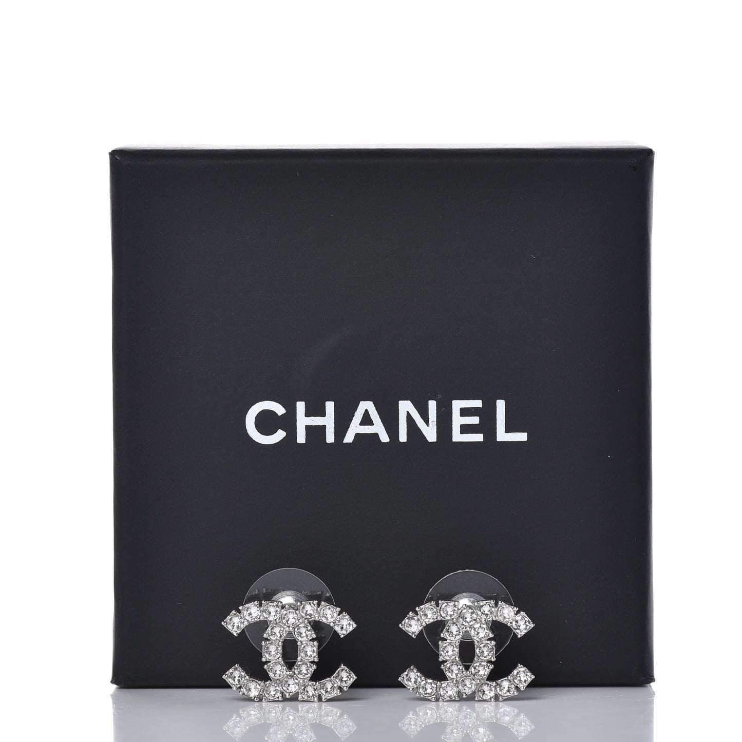 Baguette Crystal CC Earrings Silver