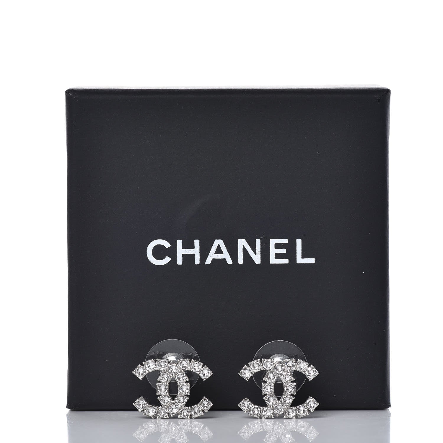 Chanel Baguette Crystal CC Earrings Silver 5 of 5