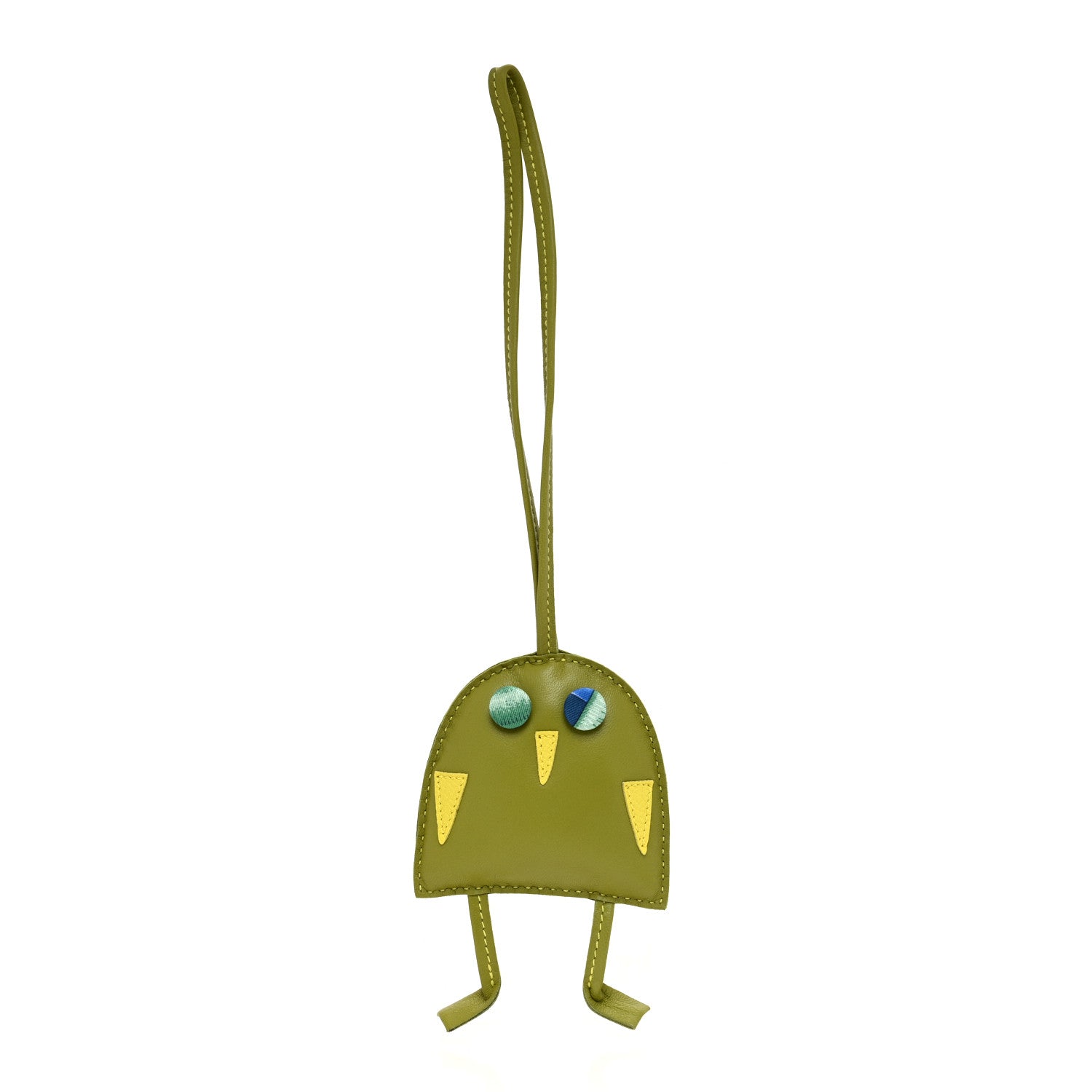 Hermes Lambskin Silk Petit H Hibouton Charm Vert Anis 1 of 4