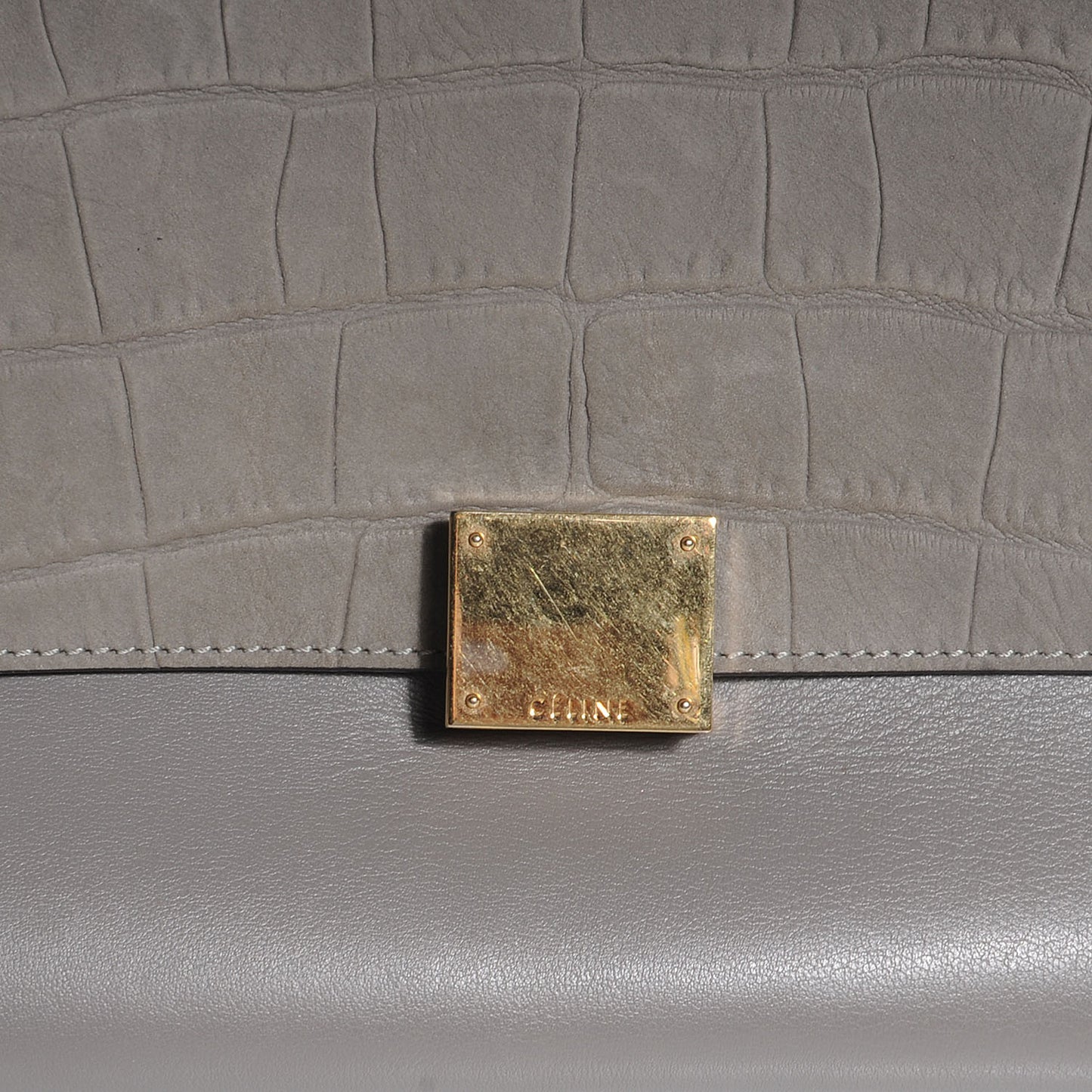 Crocodile Embossed Large Trapeze Grey