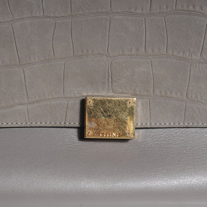 Celine Crocodile Embossed Large Trapeze Grey 8 of 8