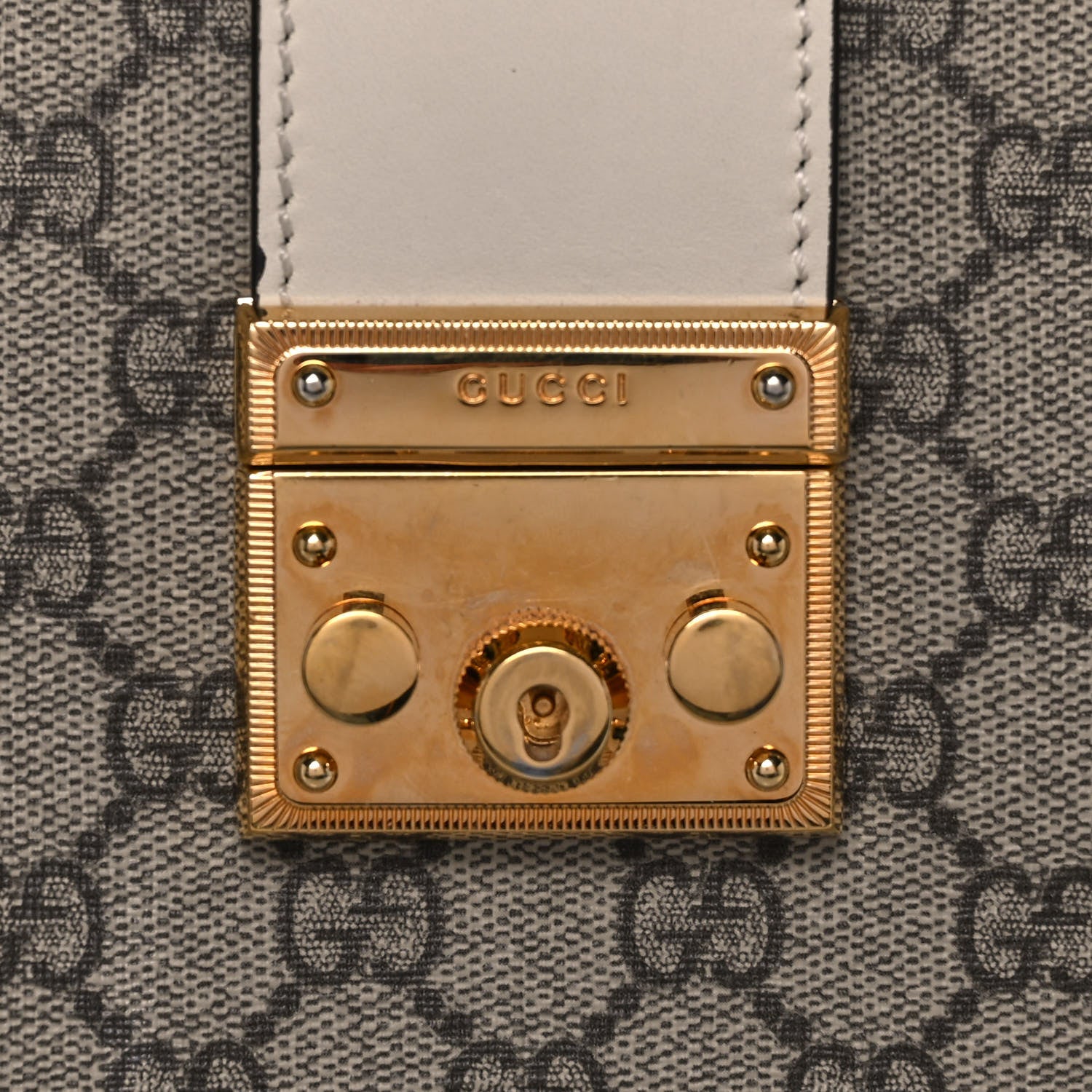 Gucci GG Supreme Monogram Medium Padlock Tote White 9 of 22