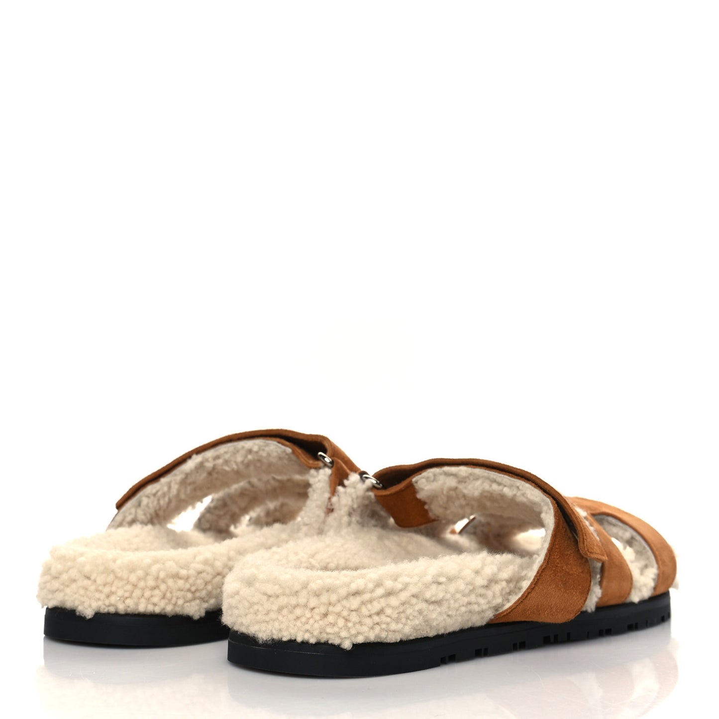 Suede Goatskin Woolskin Womens Chypre Sandals 38 Brun Fume Ecru