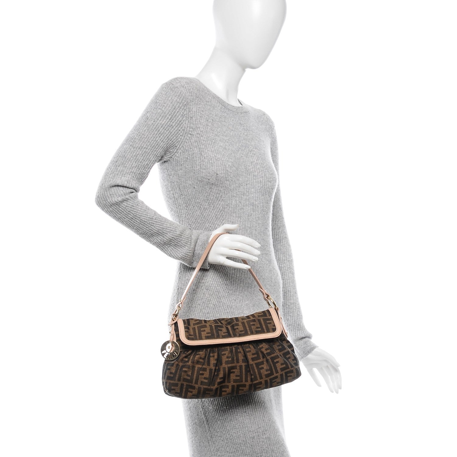 Fendi Zucca Cuoio Lucido Small Chef Shoulder Bag Tobacco Bois de Rose 2 of 8