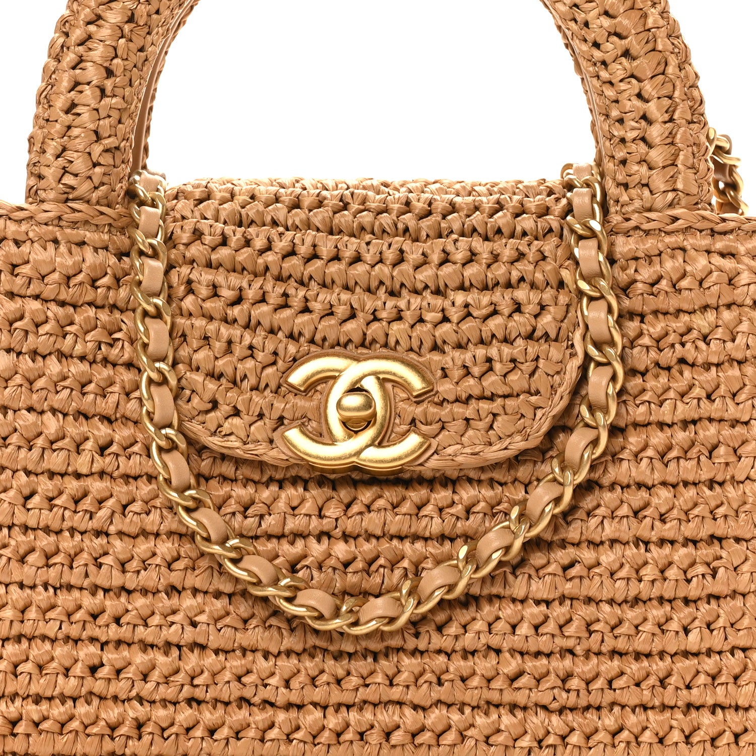 Chanel Braided Raffia Nano Kelly Flap Bag Dark Beige 8 of 11