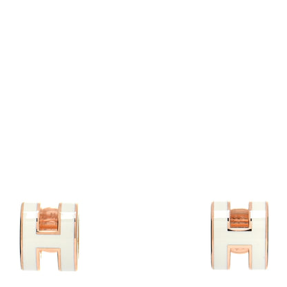 Hermes Rose Gold Lacquered Mini Pop H Earrings White 1 of 7