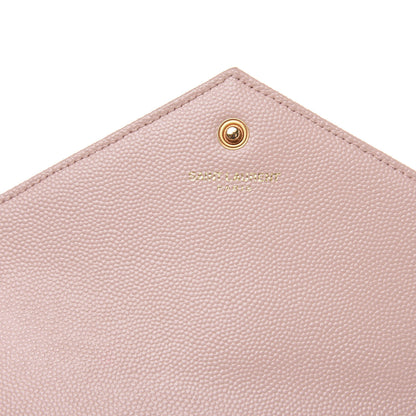 Saint Laurent Grain De Poudre Matelasse Chevron Monogram Chain Wallet Pale Pink 7 of 12