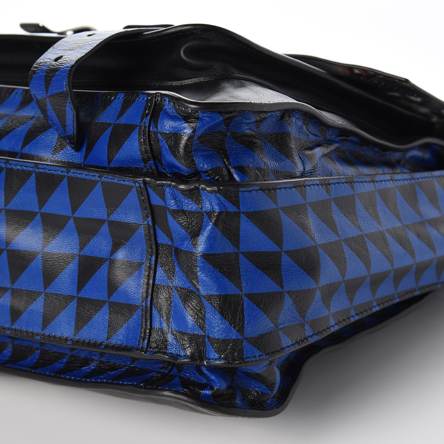 Proenza Schouler Calfskin Large PS1 Triangle Print Satchel Blue Black 10 of 11