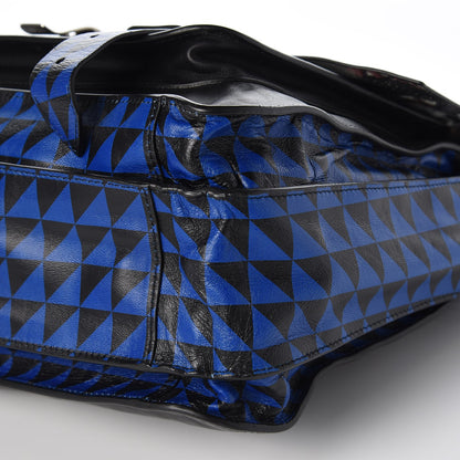 Proenza Schouler Calfskin Large PS1 Triangle Print Satchel Blue Black 10 of 11