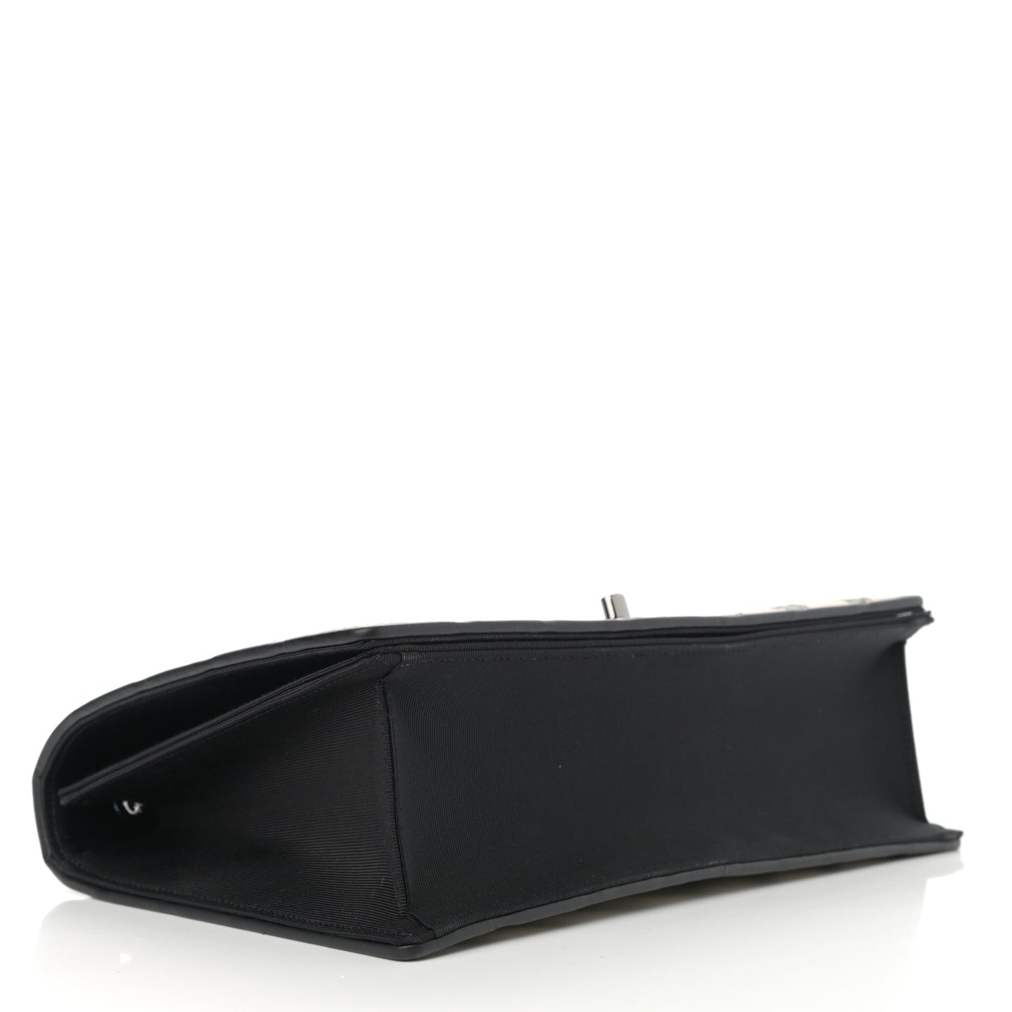 Grosgrain Chevron Quilted Couture Flap Black Gold