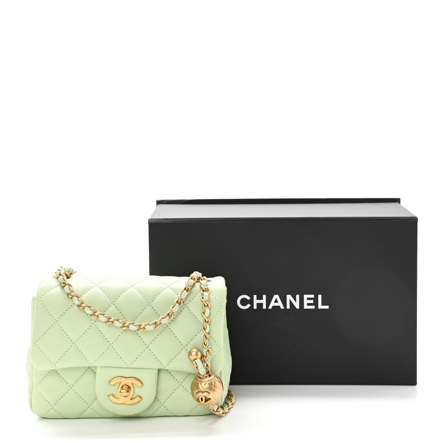 Chanel Lambskin Quilted Mini Pearl Crush Flap Light Green 11 of 11