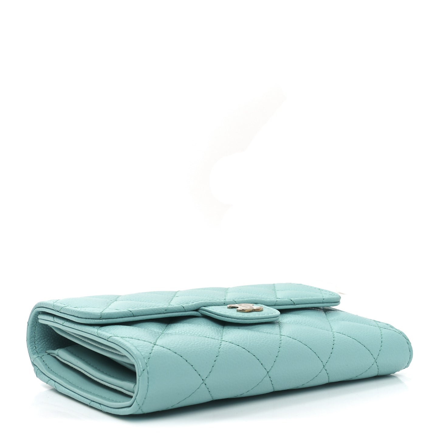 Caviar Quilted Medium Flap Wallet Turquoise